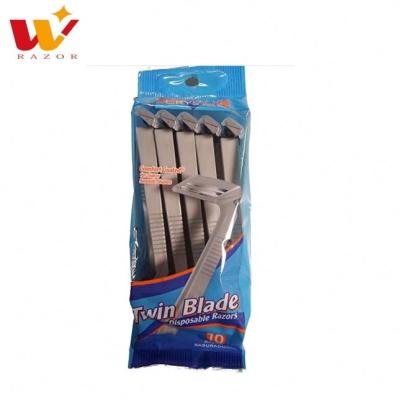 China Twin Blade Home Use High Quality Disposable Plastic Handle Two Blade Face Razor for sale