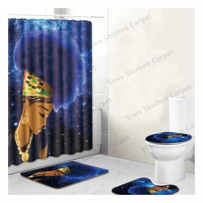 China Amazon Sustainable 3d Custom Design Printing Absort Water Fabric PEVA Digital Shower Curtain for sale