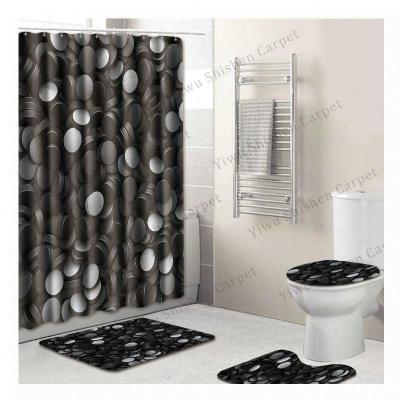 China New Product Supplier New Product Washable Flannel 3D Logo Print Bathroom Cover Mat Set Washable WC WC Shower Mat Cover Sets Travelers for sale