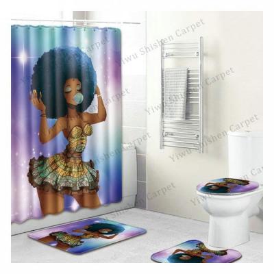 China Custom Design 3d Shower Curtain Sustainable African Bath Mat Stone Anti Slip for sale