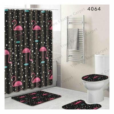 China Sustainable Funny Custom Printed Black Shower Curtains With Hooks for sale