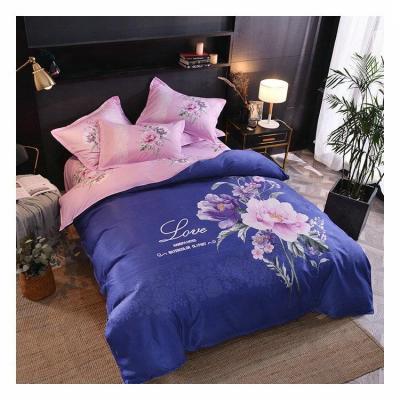 China Nondisposable 4 Piece Color Hotel Bedding Set Flower Design Super Soft Wholesale Custom Bed Sheet Set for sale