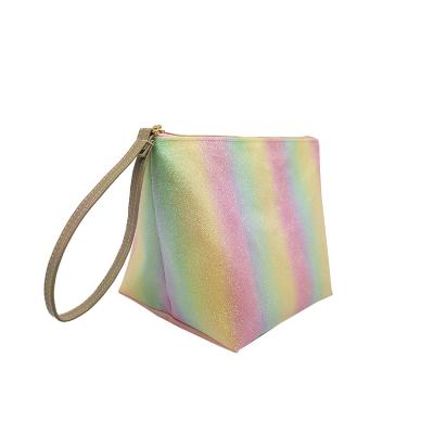 China Custom Cosmetic Bags Logo Colorful Ladies Shinny Glitter Drawstring Makeup Bag Travel Make Up Bag With Zipper for sale