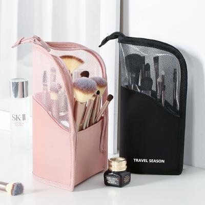 China Transparent Custom Women Stand Up Waterpoof Make Up Brush Holder Pocket Organizer Makeup Brushes Bag for sale