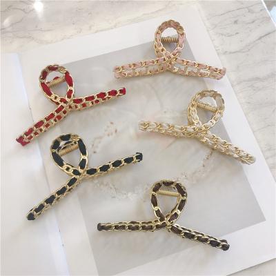 China Wholesale Korean European and American gold-plated high-grade alloy geometric handle Ms. claw hair metal girl's style headwear for sale