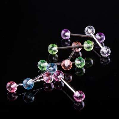 China European and American 8pcs/bag wholesale barbell nail tongue ring FASHIONABLE milk stainless steel needle light ear bone navel nail trade for sale