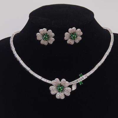 China CLASSIC Classic Camellia Zircon Necklace and Earring Set Dinner Wedding Dress with Accessories for sale