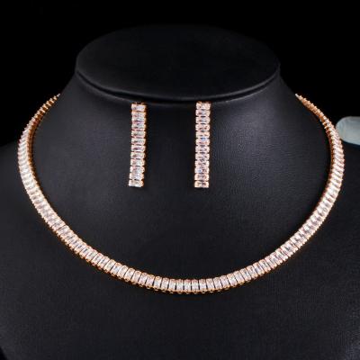 China Wholesale New Fashion TRENDY Hot Sale Fashion Necklace Earring Set Chain Wedding Simple Necklace Diamond Necklace for sale