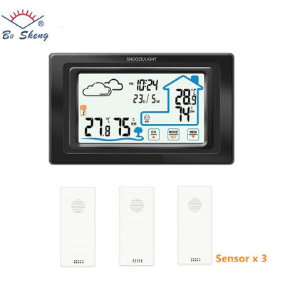 China Large Screen Color Screen Weather Station Thermometer Hygrometer Meter Digital Intended Sensor Indoor Outdoor for sale