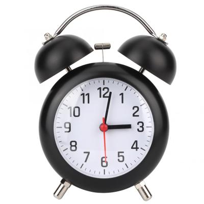 China Antique Style Pendulum 3.5in Metal Digital Read Mute Alarm Clock With Wind Manual Night Light Double Bell Twin Clock for sale