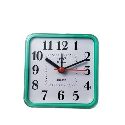 China LUMINOVA Square Buzzer Alarm Silent ABS Plastic Quartz Table Travel Alarm Clock Wall Clock for sale