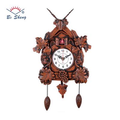 China Bosheng style vintage color cuckoo clock antique wooden design interior decoration home design with 12 melody 12 toll for sale