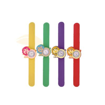 China Popular Silicone Kid's Water Resistant Lion Design Watch With Snap Band Gift Cartoon Wristwatches for sale