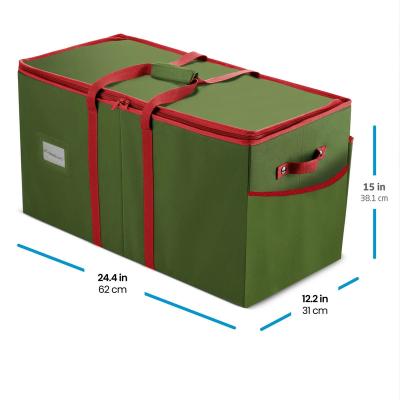 China Customized Viable Non-woven Christmas Decoration Storage Compartment Portable All-in-One Bag Green Storage Box for sale