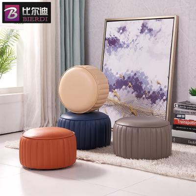 China Round Stool Changing Stool Children's Shoe Sitting Pillar Seat Household Pillar Living Room Simple Leather Storage Stool for sale