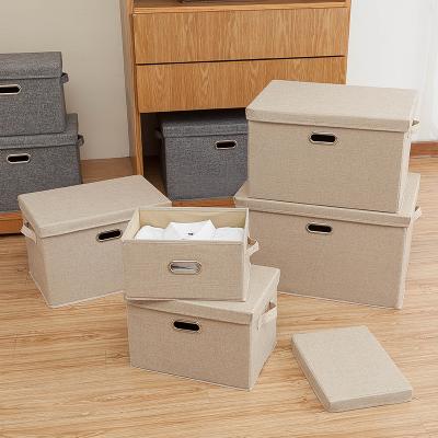 China Large Sustainable Fabric Storage Box Bin Foldable Storage Box With Handles And Removable Lid for sale