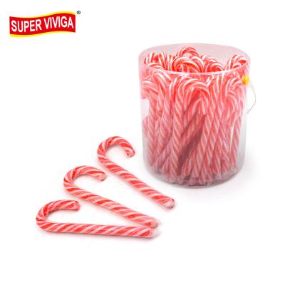 China Natural Candies Wholesale Different Flavor Halal Meat Sweet Christmas Candy Cane Lollipop for sale