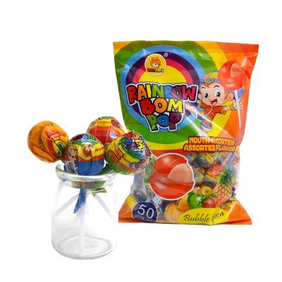 China Rainbow Bubble Gum Normal Assorted Packing Lollipops Candy for sale