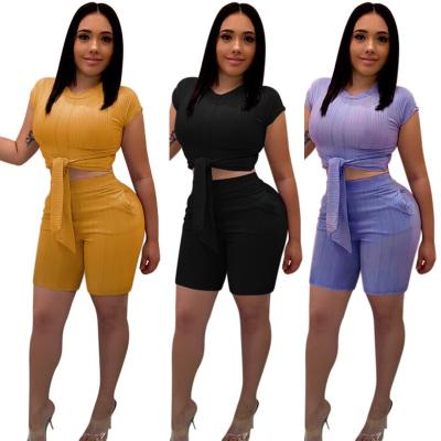 China Breathable Ready To Ship OEM ODM WA8725 Women Casual Shorts And Crop Top Two Piece Set for sale