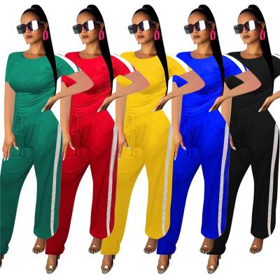 China Anti-Static Ready To Ship Casual Straight Pants And T-shirt Women Two Piece Set Clothing CA549 for sale