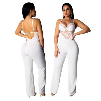 China Breathable ready to ship 9185 black and white women lace up halter top overalls for sale