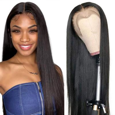 China Wholesale Natural Pre Plucked Brazilian Straight Human Hair Wig Middle Part 13*1 Hairline Lace Frontal Hair Wigs For Black Women for sale