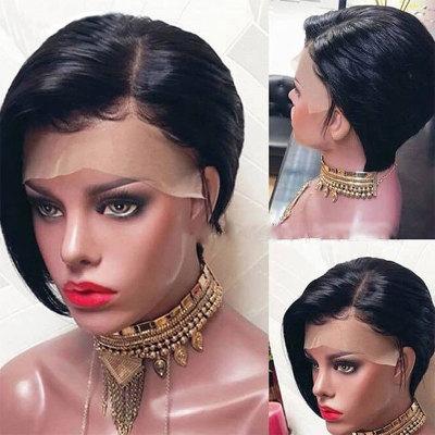 China LSY Hair Lace Front Human Hair Wig 13x4 Original Pure Natural Natural Short Pixie Wig for sale