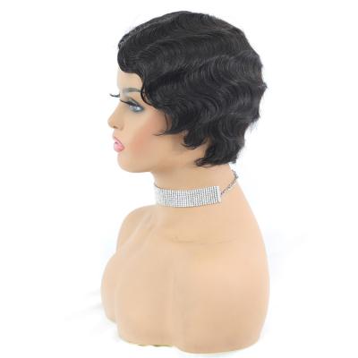 China Wholesale Cheap Pixie Cut Wigs Brazilian Hair Short Bob Wig 100% Finger Water Wave Full Lace Wig Human Hair Lace Front Non Closure Wigs For Women for sale