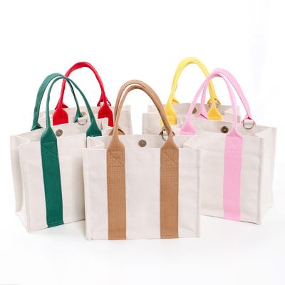 China Factory Sale 16oz Cotton Bag Fit Handle Canvas Hot Handled Reusable Tote Bag With Inner Pocket for sale