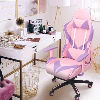 China Cute Cooling Rosa Girl Pink Gaming Chair by Silla Gamer Rosa Pu Leather Cadeira for sale