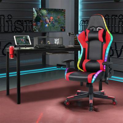 China Best PU Leather Wrapping Cusrom Cooling Swivel Led Gaming Chair RGB Silla Gamer Chair for sale