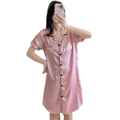 China Fashion Women's Summer Long Short Sleeve Ice Silk Short Sleeve Indoor Women's Leisure Breathable Home Wear Can Be Customized for sale