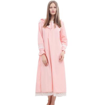 China Plus Size Loose Pygowns Sleeping Princess Long Sleeves Women's Long Sleeves Leisure Home Dress Cotton Dress Women QUICK DRY for sale