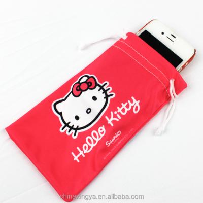 China Customized Microfiber Show Mobile Phone Cleaning Cloth Pouch Bag With Drawstring S for sale