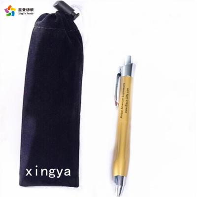 China Reusable Black Velvet Custom Made Wholesale Recyclable Pen Pouches Double Gift Bag for Kids Storage for sale