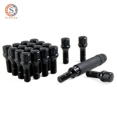 China Steel CHINA FACTORY M14X1.5 SPLINE TUNER HOOK BOLTS BLACK WHEEL LOCK 28MM LEG FOR AUDI MERCEDES VW, CAN BE CUSTOMIZED for sale