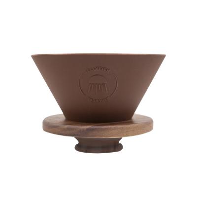 China Sustainable Silicone Coffee Filter Set With Wooden Handle for sale