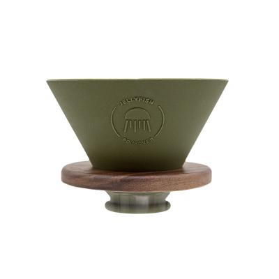 China Sustainable Silicone Coffee Funnel Set With Wooden Stand for sale