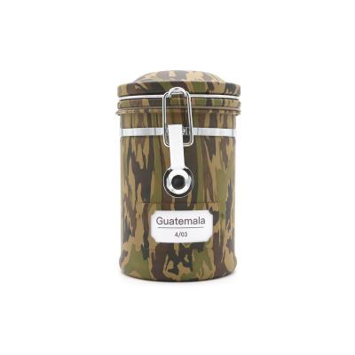 China Hot Selling Freshness Preservation Wholesale Flange Camouflage Kitchen Storage Coffee Airtight Locking Jars for sale