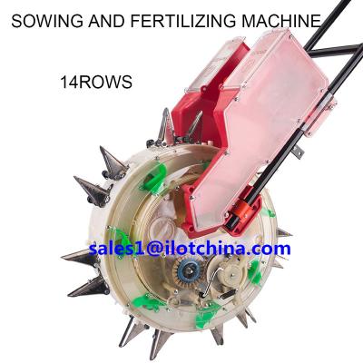 China Seeding Ilot Double Row Ilot Seeding Roller Wheelbarrow Cart Seeder for sale