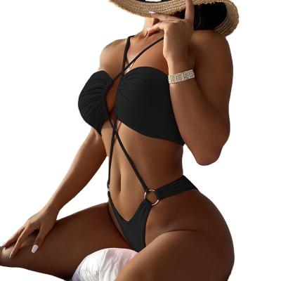 China 2022 Breathable 4 Colors Solid Color Personality Bandage Swimwear Women Shape Micro Bikini For Lady for sale