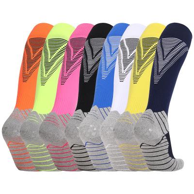 China Breathable Kids Soccer Kicks Breathable Men Knee High Sports Kicks Fashion Teenager Youngers Colorful Towel Football Bottom Socks for sale