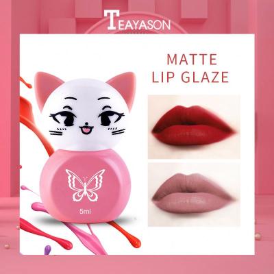 China TEAYASON 3 Colors Waterproof Matte Lipstick Velvet Plumper Beauty Liquid Cat Lip Gloss Cute Lasting Lip Gloss Liquid Makeup for sale