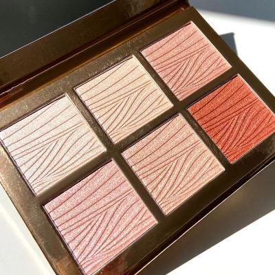 China 2021 High Quality 6 Facial Cosmetics Colors Pressed Face Set Foundation Glow Powder Highlighter Bar Makeup Private Label for sale