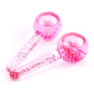 China Skin Rejuvenation Skin Care Non Break Strong Glass Globe Face Roller Massager Ball Ice Liquid Face Roller Reduce Puffiness Redness for sale