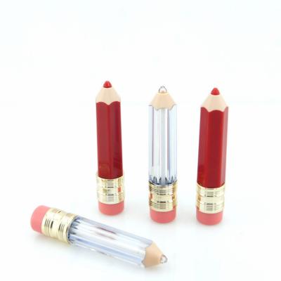 China Lip Gloss Packaging 5ml Cosmetic Packaging Pencil Shaped Clear Lip Gloss Tube for sale