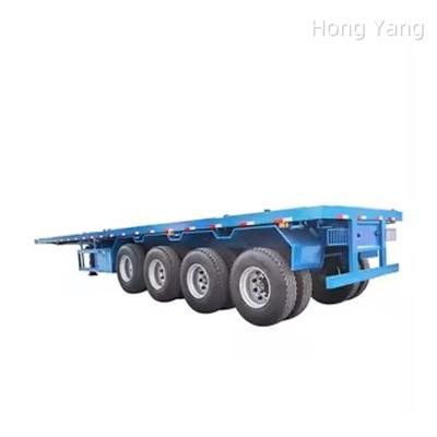 China Flatbed Trailer 3 Axle 4 Axle 40T 60T Flatbed Semi Trailer For Crane Excavator Container Shipping for sale