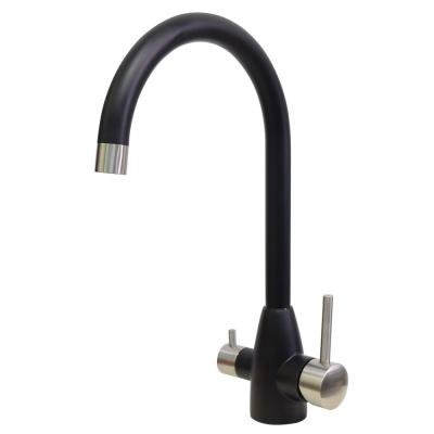 China Grifo durable de acero inoxidable filtrado de la cocina del dispositivo del golpecito de mezclador del agua 304/316 con negro acabado en venta