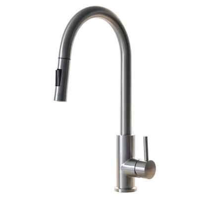 China Acero 304/316 solo grifo de acero inoxidable de la cocina del golpecito de agua de la manija de la cocina del grifo del satén del soporte material de la cubierta en venta