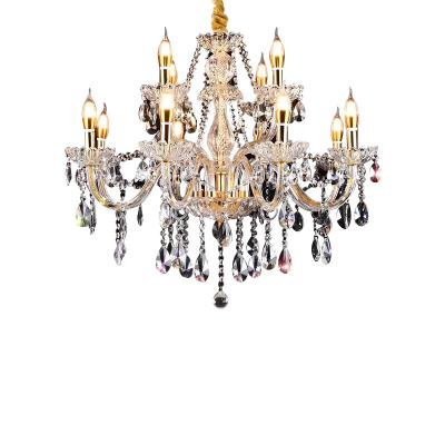 China Gold Crystal Chandelier Luxury Modern Glass Indoor Living Room Hanging Lighting for sale